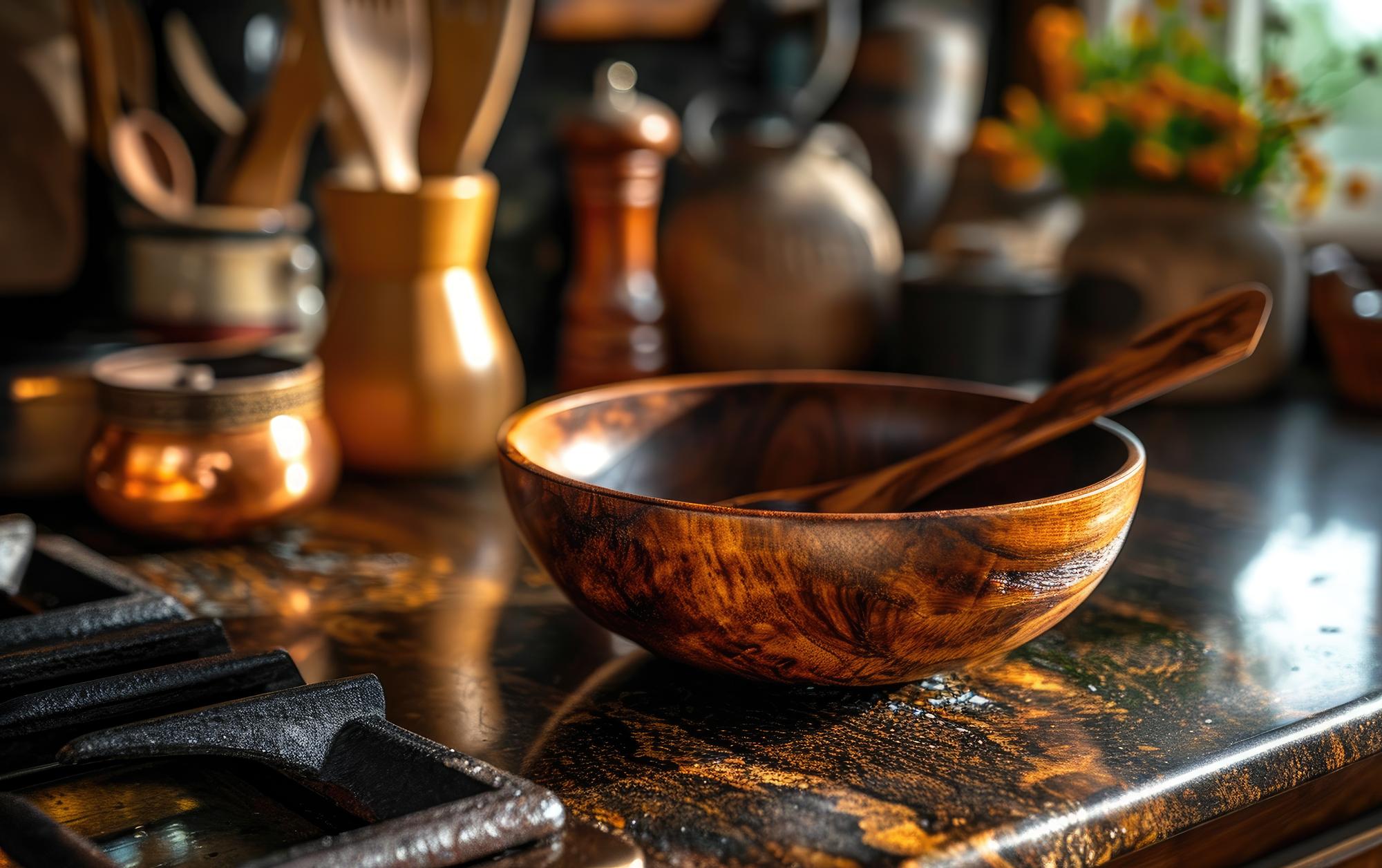 Angolo di cucina con strumenti artigianali
